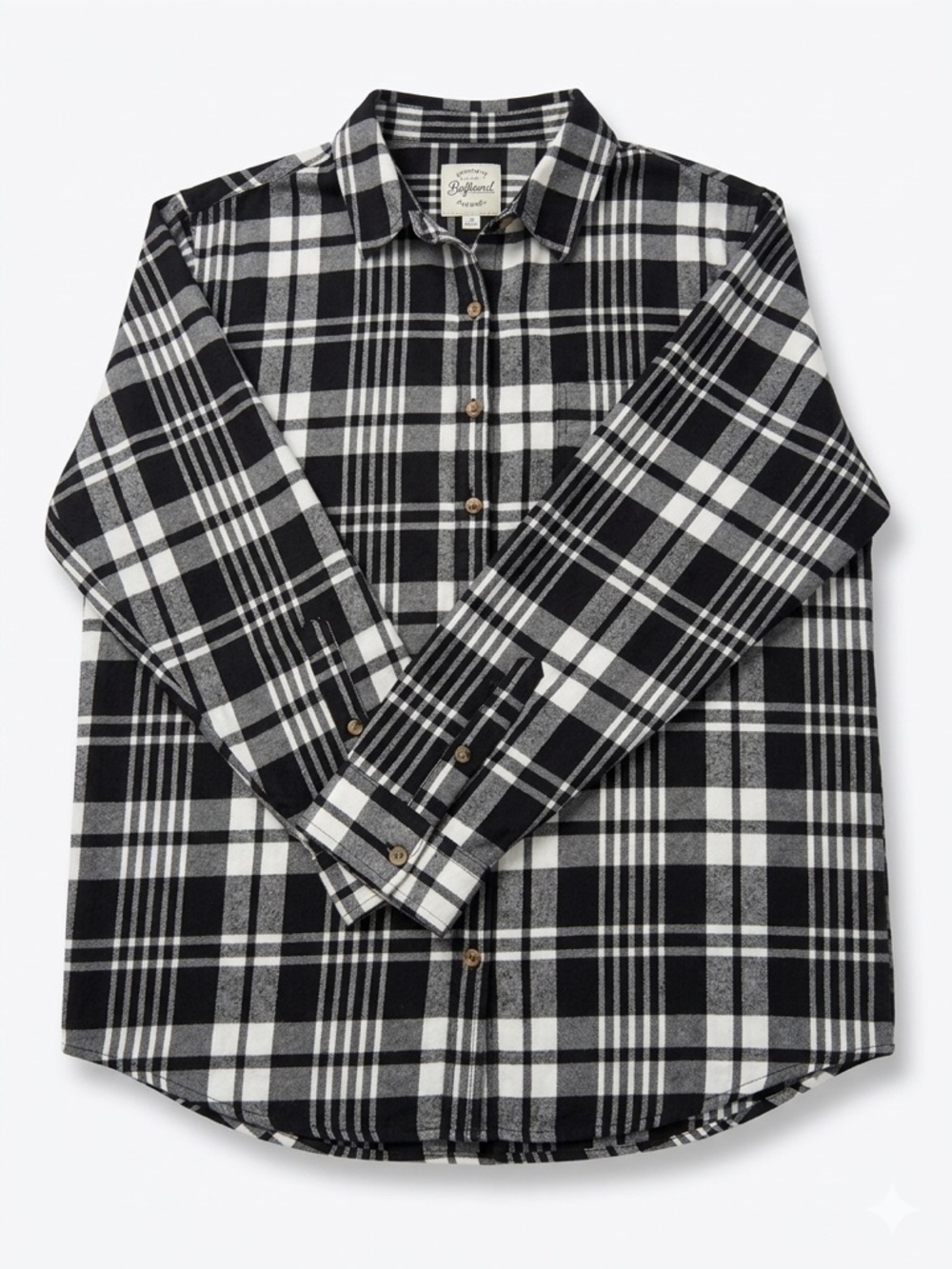 Jachs Black and White Plaid Button-Down Shirt